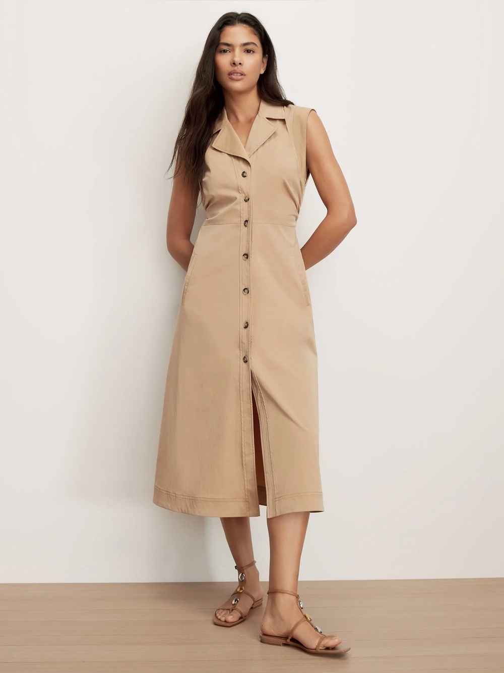 Veronica Beard Orla Linen Blend Maxi Shirtdress